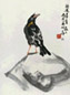 蒋仁 鸟石 镜心 设色纸本