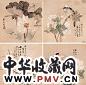 朱偁 等 花鸟 镜心(4开) 绢本设色