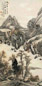 秦淦 1917年作 石上泉声 立轴 设色纸本