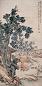 金榕 丁巳(1917年)作 竹下闲话图 立轴 设色纸本