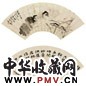 谭组云 庄骧 花卉草虫 隶书(2件) 扇面 设色纸本