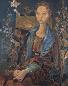 夏俊娜 90年代 带金鱼的女人 油彩布面