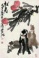 徐培晨 壬午(2002年)作 献寿 单片 设色纸本