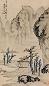 朱伦瀚 指画溪桥访友图 立轴 设色纸本