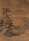 高岑 松荫结屋 立轴 设色绢本