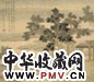 高岑 1648年作 梧亭赏月图 立轴 设色绢本