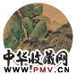 温其球 双松泉瀑 镜心 设色绢本