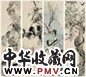 蔡鹤洲 猫趣 四屏 设色纸本