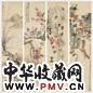 蔡鹤洲 壬午(1942年)作 四时花鸟 屏条 设色纸本