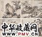 夏翚 竹影摇窗册 册页(12开选4) 水墨纸本