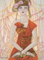 冯长江 戴花仕女 镜心 设色纸本