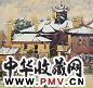 张充仁 雪后 连框 水彩画