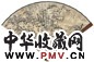 陈含光 1952年作 雪夜行旅图 扇面 水墨纸本