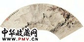 瑛宝 幽谷神鹿 扇面 设色纸本