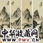 曾衍东 仿古山水 四屏 纸本设色