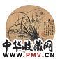 周峻 兰花团扇 镜心 水墨金笺