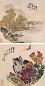 陈梓琴 金梦石 花卉(2挖) 立轴 设色绢本