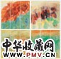 唐海文 抽象山水 (三联作) 水彩 纸本
