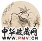 陶瑢 1915年作 竹石图 团扇轴 水墨绢本
