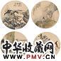 任薰 钱慧安 顾鎄 陶燾 辛卯(1891年)作 花鸟山水人物(4张) 团扇片 设色绢本