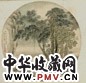 何丹山 松下高士 圆光 设色绢本