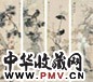 王荃 1886年作 花鸟 四屏 设色纸本