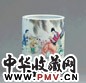 民国 王涛粉彩人物敬老图笔筒