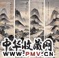陈梓琴 山水 四屏 设色纸本