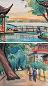 倪贻德 1940年作 1951年作 花港观鱼 西湖楼外楼 纸上水彩