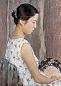 王征骅 执扇少女 布面 油画