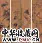 伍学藻 花卉 四屏 设色绫本