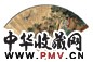 叶大荣 长生殿中 成扇 设色金笺