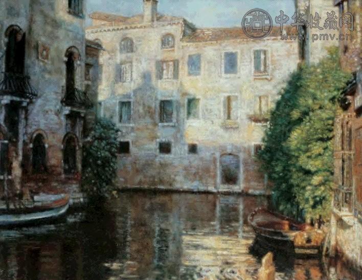 陈逸飞 90年代 威尼斯的清晨 布面 油画