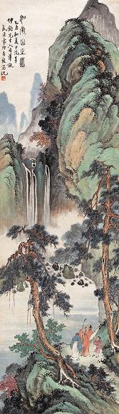 房毅 1945年作 南山之寿 立轴 设色纸本