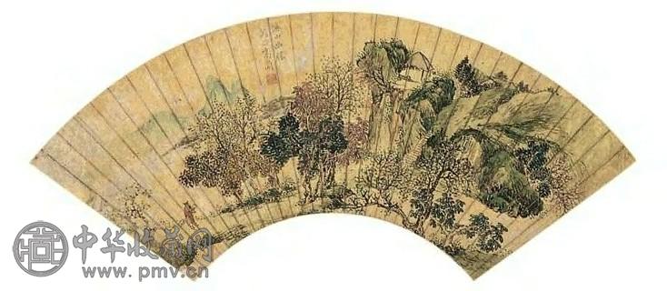 高简 山水人物 扇面 纸本