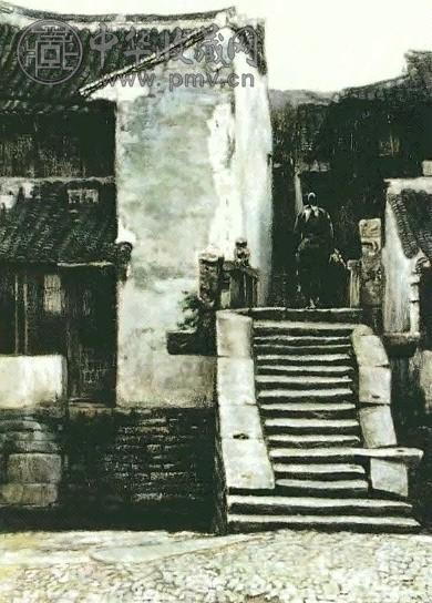 陈逸飞 古道 油画画布