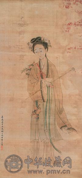 周笠 仕女 镜心 绢本