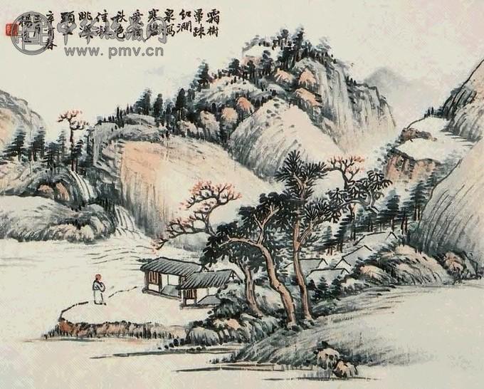 杨逸 山水 镜心 纸本