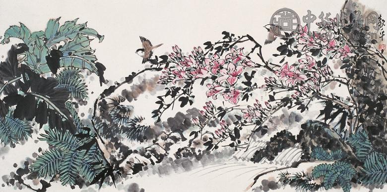 许敦平 花鸟 镜心 设色纸本