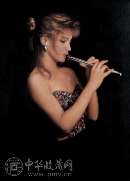 陈逸飞 80-90年代作 音乐家 布面油画