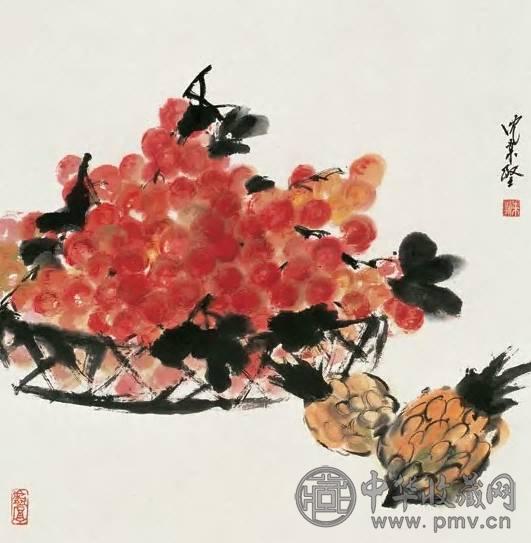 沈柔坚 岭南佳果 纸面墨彩