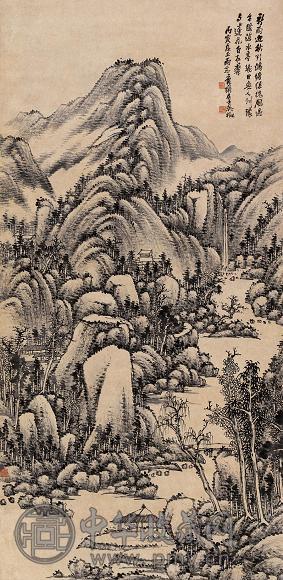 吴徵 1926年作 新雨迎秋 立轴 设色纸本