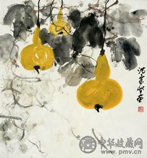 沈柔坚 花卉 立轴 设色纸本