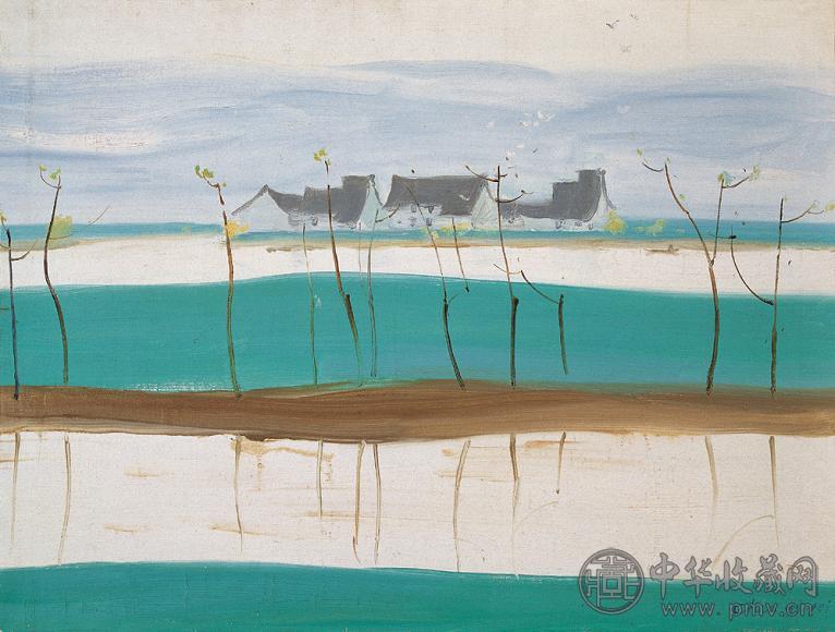 陈逸飞 二十世纪70年代作 风景 布上 油彩