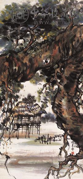 沈柔坚 版纳傣岭 立轴 设色纸本