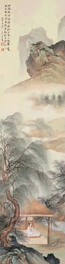 王心竟 庚辰(1940年)作 柳庵赏泉图 立轴 设色纸本