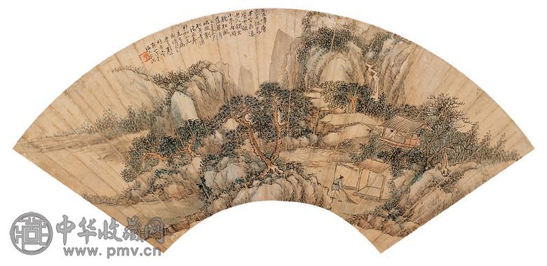 顾颐 己巳(1929年)作 山水 扇面 设色纸本