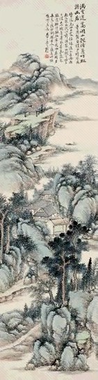 顾颐 甲申(1944)年作 闲居图 立轴 设色纸本