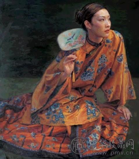 陈逸飞 2004年 红影 布面油画