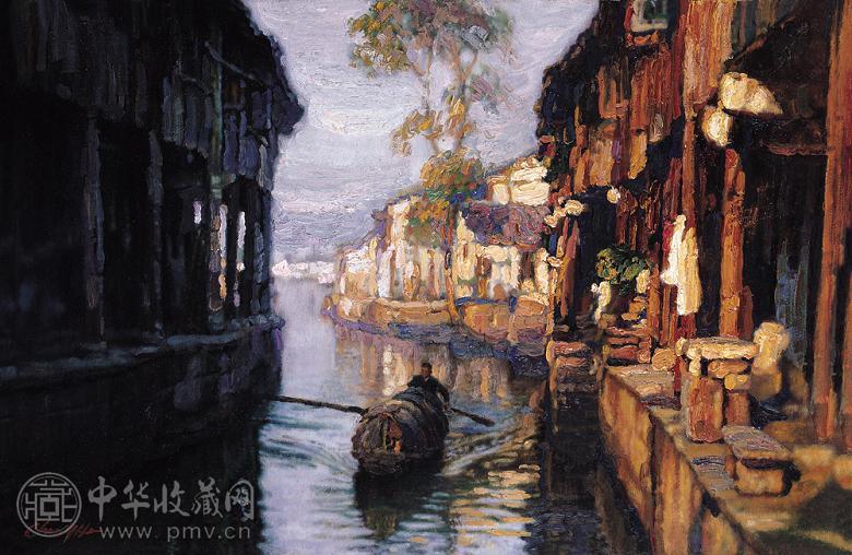 陈逸飞 1994年 周庄 布面 油画